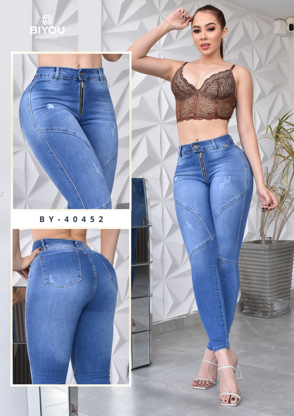 JEANS SKINNY MOLDEADOR ASIMETRICO REF. BY-40452