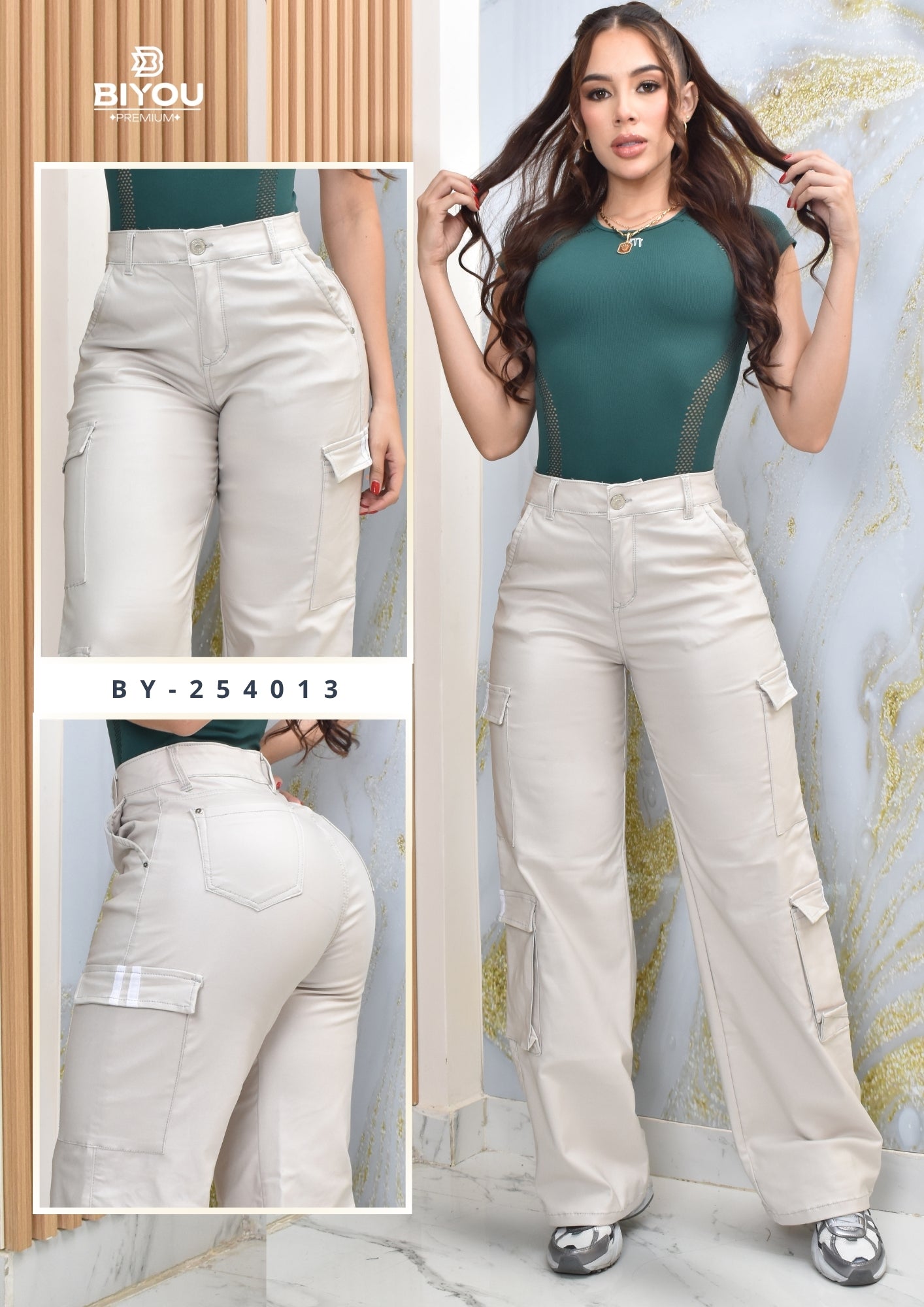 PANTALON PALAZZO CUERINA CARGO REF. BY-254013