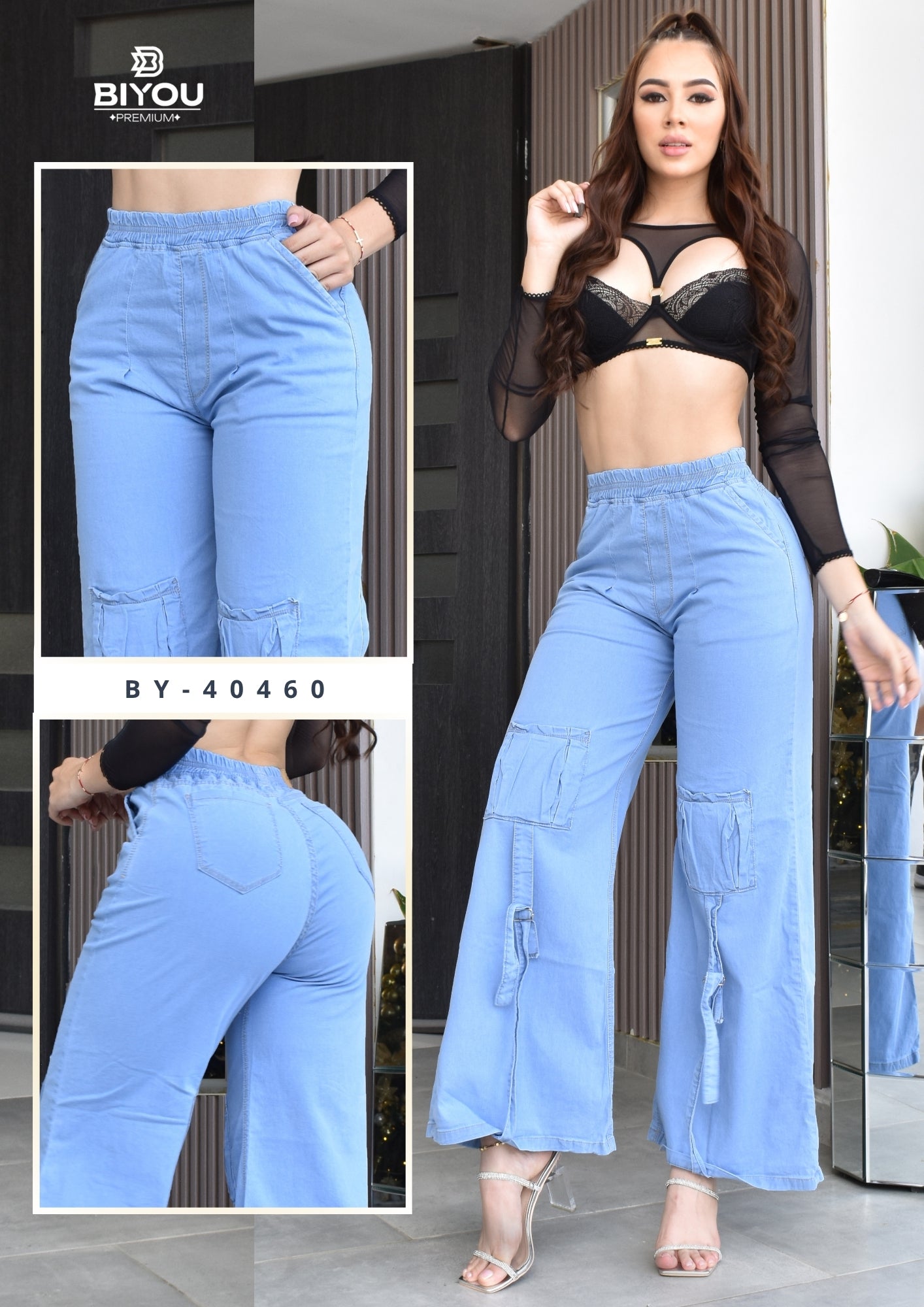 ESTILO PALAZZO CHAMBRAY CARGO REF. BY-40460