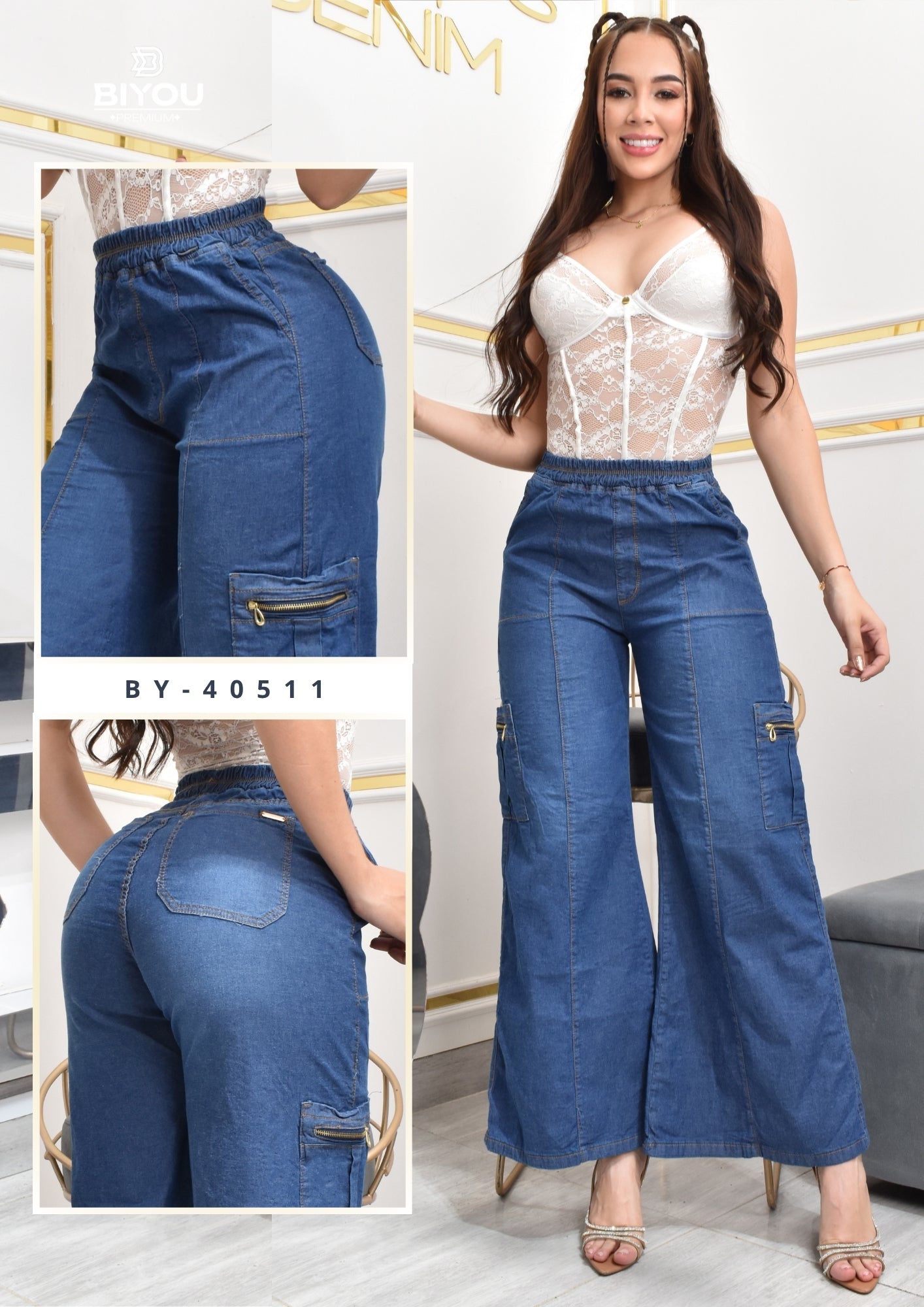 ESTILO PALAZZO CHAMBRAY CARGO REF. BY-40511