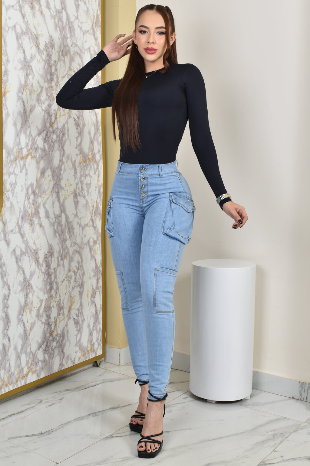 JEANS SKINNY MOLDEADOR CARGO REF. BY-254058