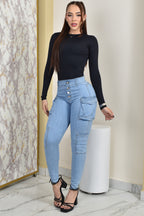 JEANS SKINNY MOLDEADOR CARGO REF. BY-254058
